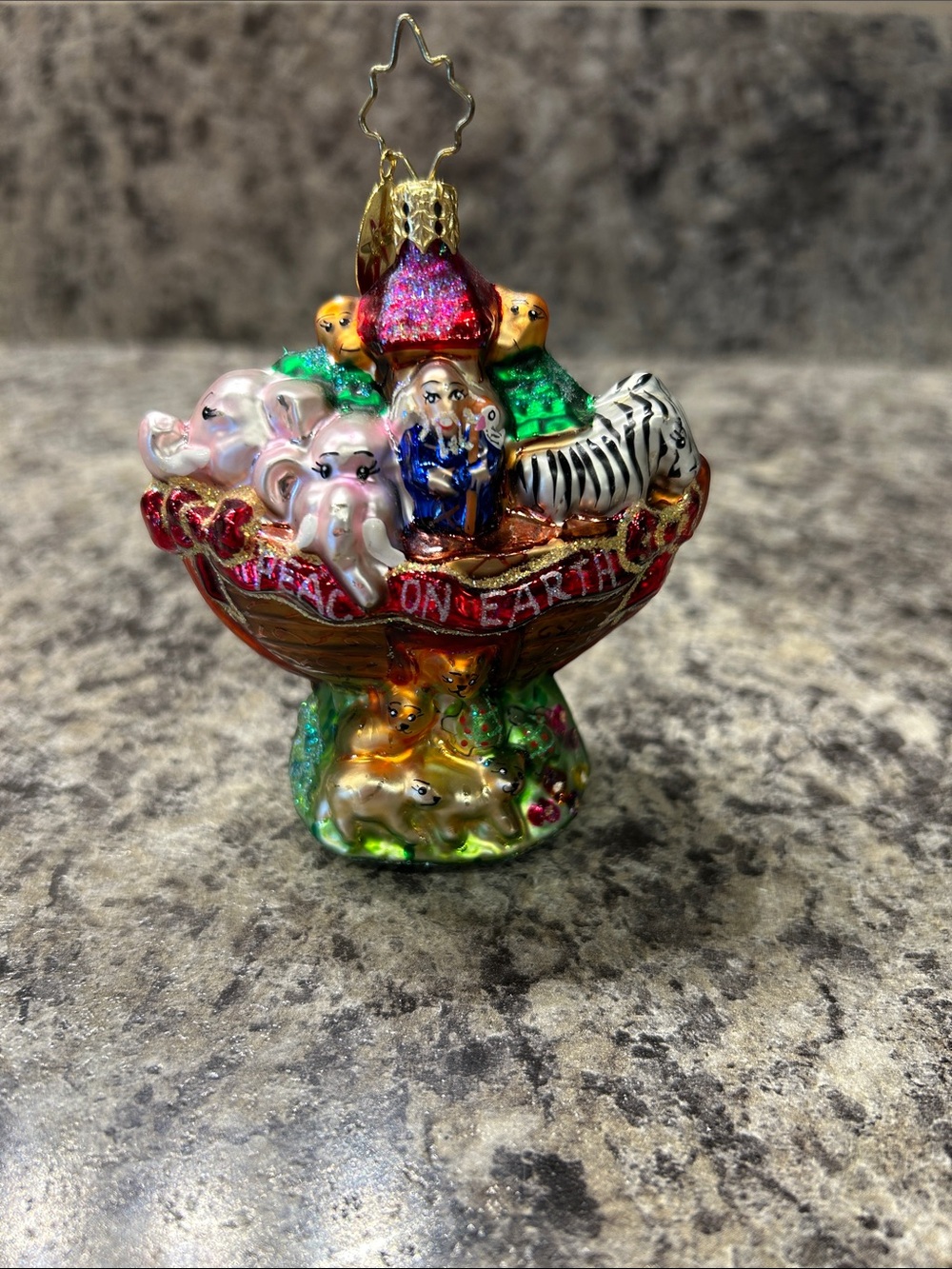 Vintage Christopher Radko Noah's Ark Ornament, Handblown Glass, Vintage 1990s